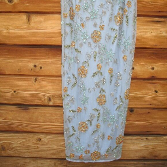 Mac Duggal 10808 Womens Blue Hand Beaded Floral Gown Dress Blue - Picture 10 of 16